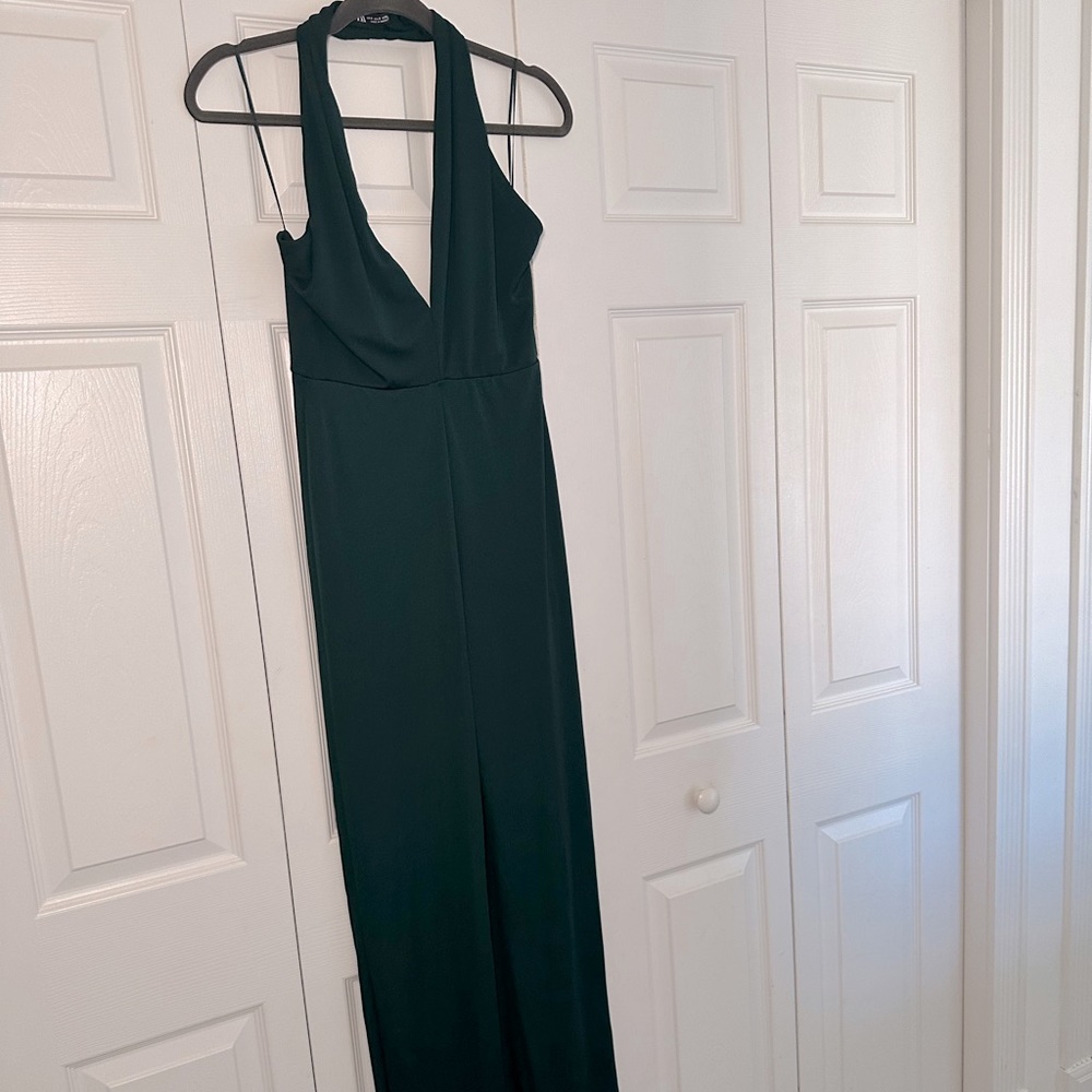 Green deep plunge jumpsuit